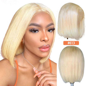 13x4 613 Blonde Bob Wigs Short Straight Bob Lace Frontal Wigs for Women