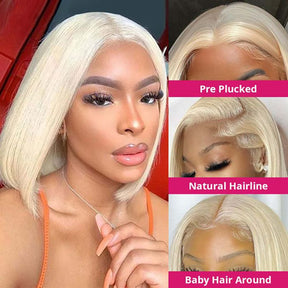 13x4 613 Blonde Bob Wigs Short Straight Bob Lace Frontal Wigs for Women