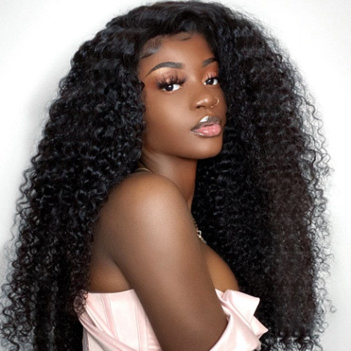 13x4 HD Kinky Curly Lace Front Human Hair Wigs Pre-Plucked