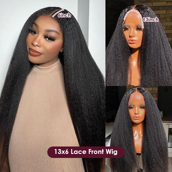 13x6 Kinky Straight HD Transparent Full Lace Pre-Plucked Human Hair Wigs
