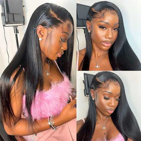 13x6 HD Transparent Full Lace Front Straight Human Hair Wigs