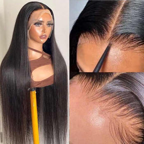13x6 HD Transparent Full Lace Front Straight Human Hair Wigs