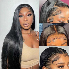 13x6 HD Transparent Full Lace Front Straight Human Hair Wigs