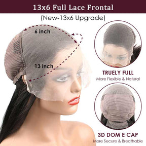 13x6 HD Transparent Full Lace Front Straight Human Hair Wigs