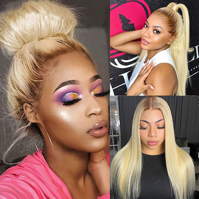 1B/613 Blonde 13x4 Straight Lace Front Ombre Human Hair Wigs