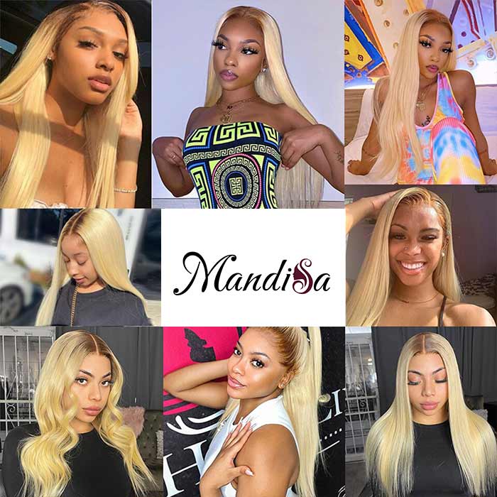 1B/613 Blonde 13x4 Straight Lace Front Ombre Human Hair Wigs