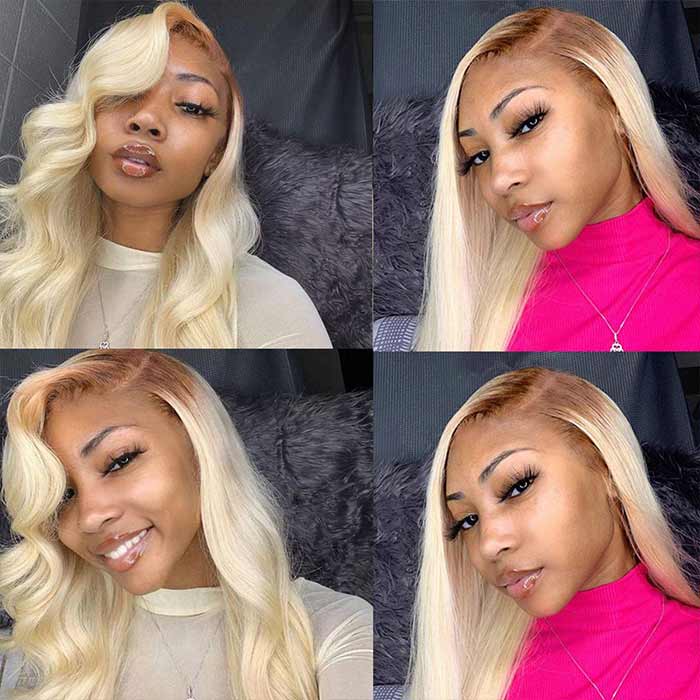 1B/613 Blonde 13x4 Straight Lace Front Ombre Human Hair Wigs