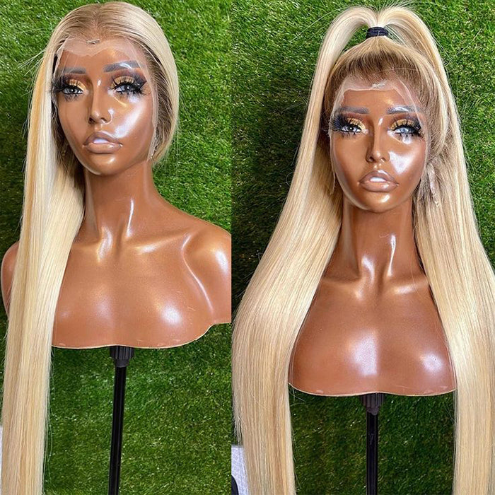 1B/613 Blonde 13x4 Straight Lace Front Ombre Human Hair Wigs