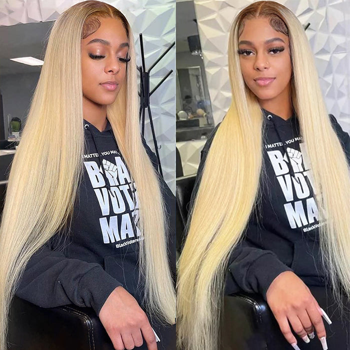 1B/613 Blonde 13x4 Straight Lace Front Ombre Human Hair Wigs