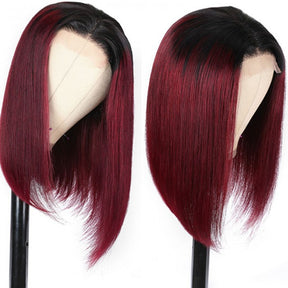 1B/99J Burgundy Ombre Short Straight BoB Wig With Baby Hair