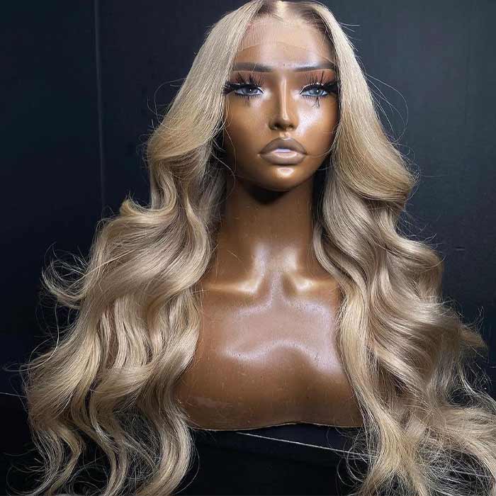 Mandisa Ash Blonde Color Body Wave 13x4 Preplucked Transparent HD Lace Front Wigs