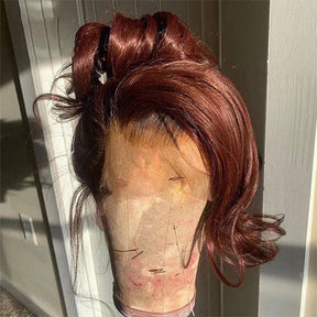 #33 Red Brown Auburn Colored Body Wave Lace Front Wig 13x4 13x6 Transparent Lace Frontal Wigs