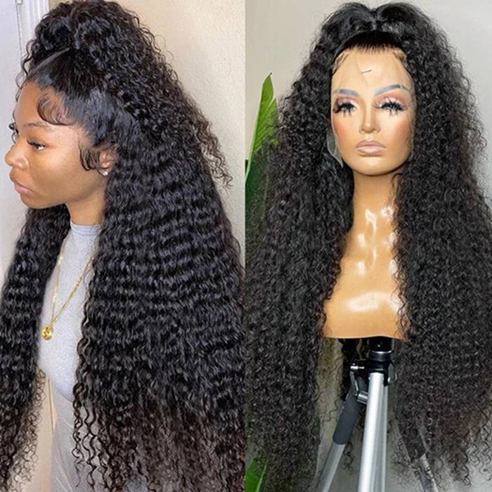 360 Lace Frontal Wig Pre Plucked Kinky Curly Lace Front Wig For Black Women