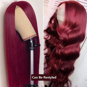 99J Straight Glueless Human Hair Color 13x4 Lace Front Wigs
