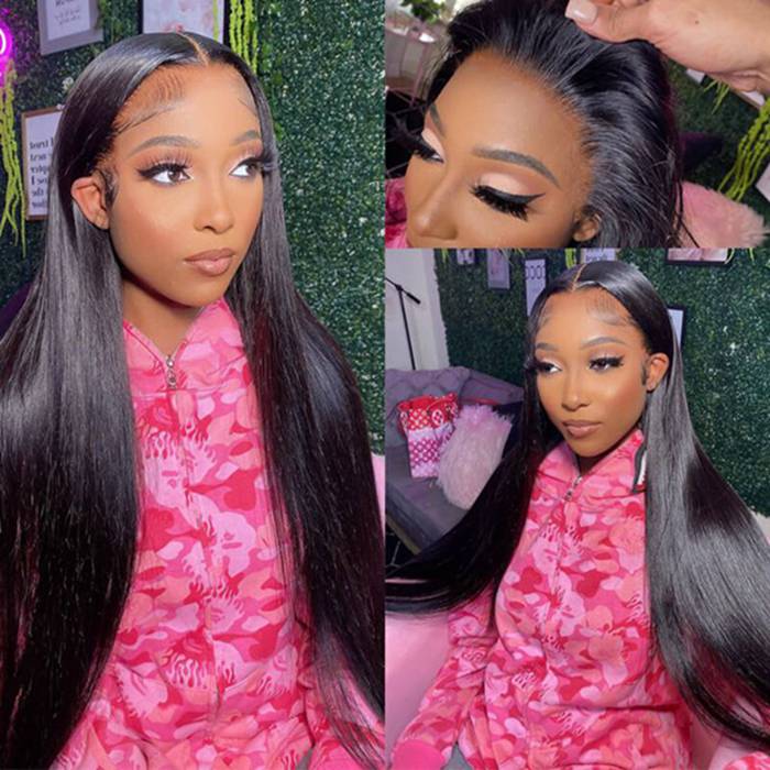 Straight 13x6 13x4 Glueless Lace Front Human Hair Wigs