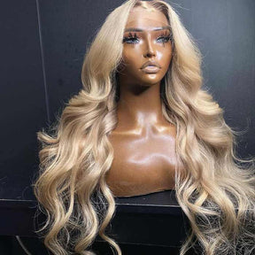 Mandisa Ash Blonde Color Body Wave 13x4 Preplucked Transparent HD Lace Front Wigs