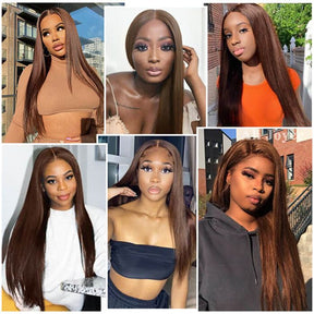 #4 Chocolate Brown 13x4 Lace Front Wigs Human Hair Wigs For Women Pre Plucked