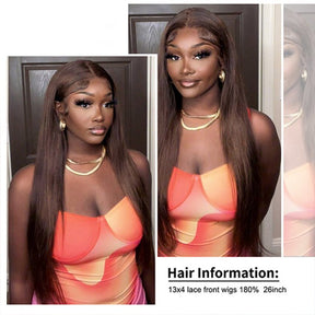 #4 Chocolate Brown 13x4 Lace Front Wigs Human Hair Wigs For Women Pre Plucked