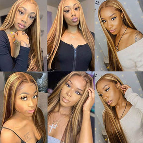 P4/27 Highlight Straight Wig 4x4 5x5 6x6 Lace Closure Wigs Honey Blonde Human Hair Wigs