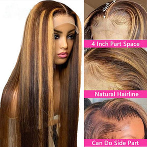 P4/27 Highlight Straight Wig 4x4 5x5 6x6 Lace Closure Wigs Honey Blonde Human Hair Wigs