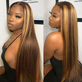 P4/27 Highlight Straight Wig 4x4 5x5 6x6 Lace Closure Wigs Honey Blonde Human Hair Wigs