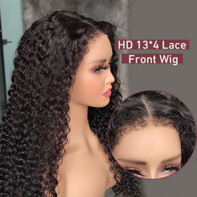 4C Edge Hairline-13x4 Pre Plucked HD Lace Wig Natural Water Wave With Curly Edges