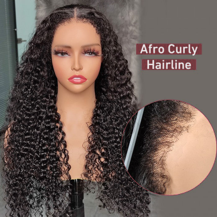 4C Edge Hairline-13x4 Pre Plucked HD Lace Wig Natural Water Wave With Curly Edges