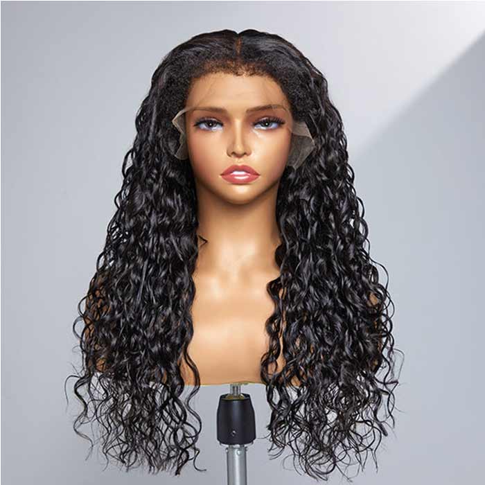 4C Edge Hairline-13x4 Pre Plucked HD Lace Wig Natural Water Wave With Curly Edges