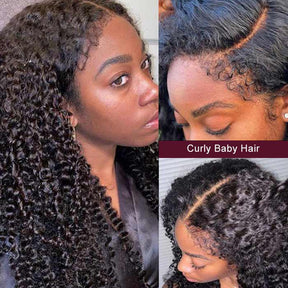 4C Edge Hairline-Curly 13x4 HD Transparent Lace Front Human Hair Wigs With Curly Edges