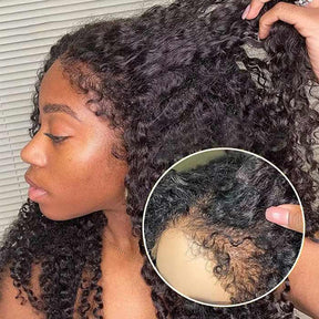 4C Edge Hairline-Curly 13x4 HD Transparent Lace Front Human Hair Wigs With Curly Edges