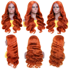 4x4 Ginger Lace Closure Wig Colored Body Wave Human Hair Wigs