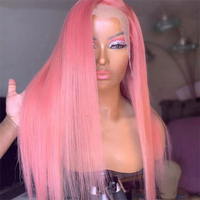 4x4 Pink Straight Lace Closure Human Hair Wigs Remy Brazilian Human Hair Wigs For Women