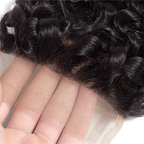 4x4 Transparent Lace Closure Deep Wave Human Hair Closure Natural Black Hair