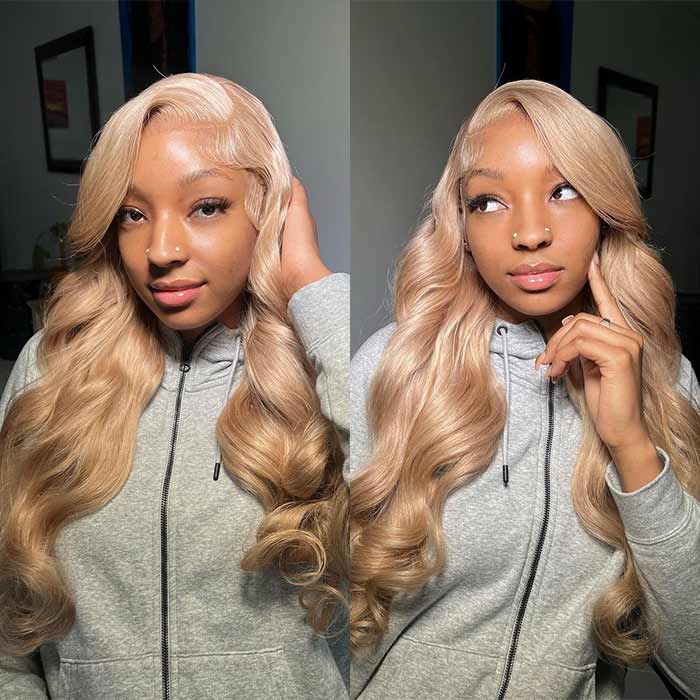 Mandisa Ash Blonde Color Body Wave 13x4 Preplucked Transparent HD Lace Front Wigs
