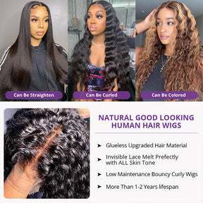 5x5 HD Transparent Lace Closure Deep Wave Human Hair Wigs