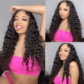 5x5 HD Transparent Lace Closure Deep Wave Human Hair Wigs