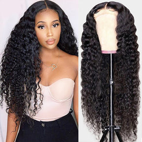 5x5 HD Transparent Lace Closure Deep Wave Human Hair Wigs