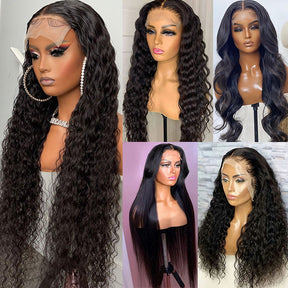 5x5 HD Transparent Lace Closure Deep Wave Human Hair Wigs