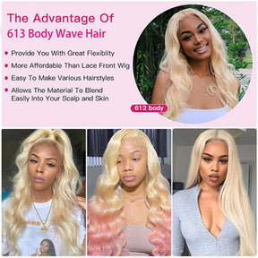 613 Body Wave 13x6 Transparent Lace Front Pre-Plucked Human Hair Wigs