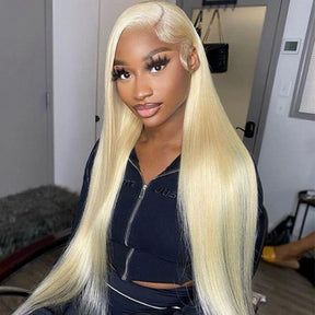 613 Blonde Lace Closure Straight Human Hair 4x4 Lace Closure Pre Plucked Wig