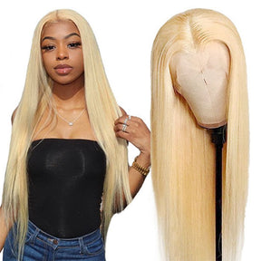 613 Blonde Lace Closure Straight Human Hair 4x4 Lace Closure Pre Plucked Wig