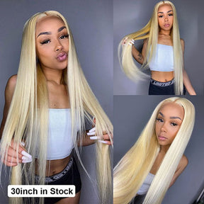 613 Blonde Lace Closure Straight Human Hair 4x4 Lace Closure Pre Plucked Wig