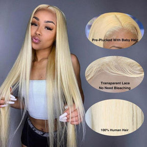 613 Blonde Lace Closure Straight Human Hair 4x4 Lace Closure Pre Plucked Wig