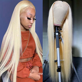 613 Blonde Straight Lace Front Wigs Pre Plucked Lace Human Hair Wigs For Women