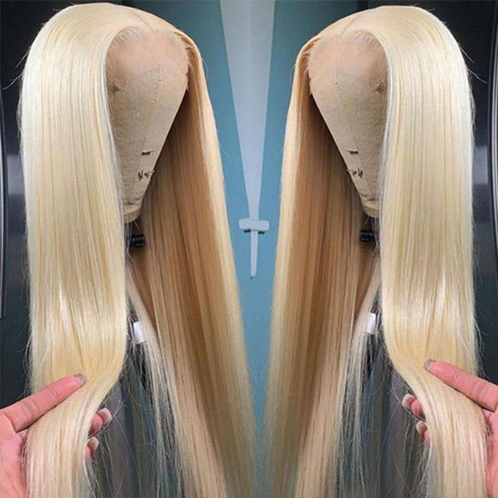 613 Blonde Straight Lace Front Wigs Pre Plucked Lace Human Hair Wigs For Women