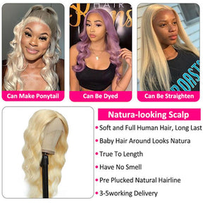 Blonde Body Wave T-Part Transparent Lace Wigs For Black Woman