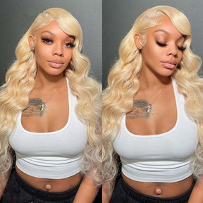 Blonde Body Wave T-Part Transparent Lace Wigs For Black Woman
