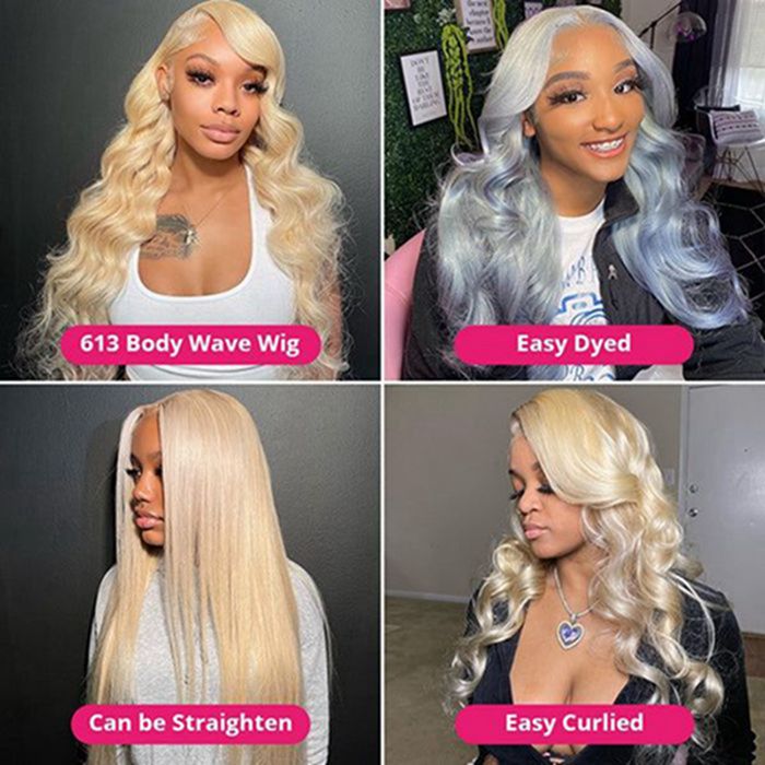613 Lace Closure Wig Body Wave Blonde Human Hair Wig 4x4 5x5 Transparent Lace Wigs