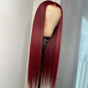 99J Burgundy Straight 4x4 5x5 6x6 Glueless Lace Closure Wig
