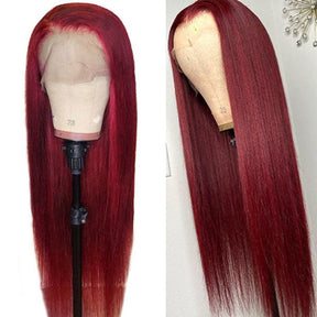 99J Burgundy Straight 4x4 5x5 6x6 Glueless Lace Closure Wig